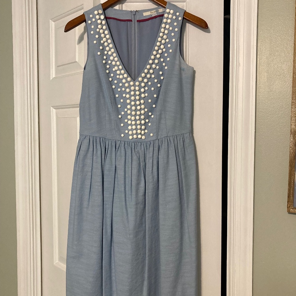 Boden Powder Blue Beaded Shift Dress - Size 2